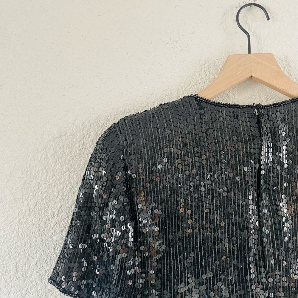 Vintage Stinay 100% Silk Beaded Sequin Top - Picture 5 of 12